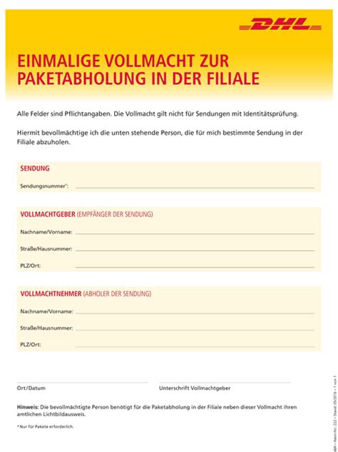 dhl vollmacht zur paketannahme.